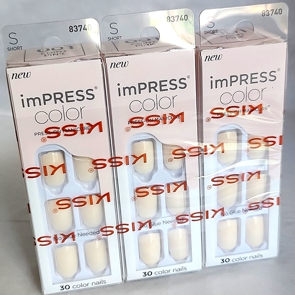 imPRESS Color Press On Nails Lot of 3(POINT PINK)